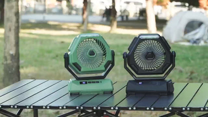USB Portable Camping Oscillating Fan Outdoor LED Rechargeable Fan