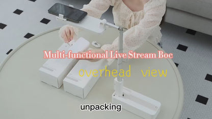 V10 Live Stream Overhead Photography 360° Foldable LED Mobile Phone Tripod Stand for youTube TikTok