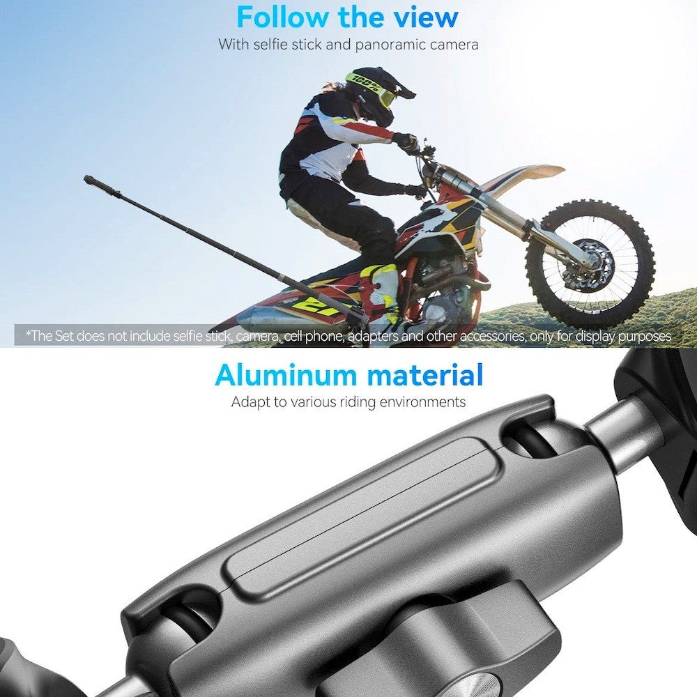 TELESIN Dual-Head Double Crab Handlebar Stick Clamp for Action Camera  Bike Motorcycle Pipe Clamp