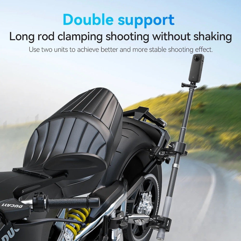 TELESIN Dual-Head Double Crab Handlebar Stick Clamp for Action Camera  Bike Motorcycle Pipe Clamp