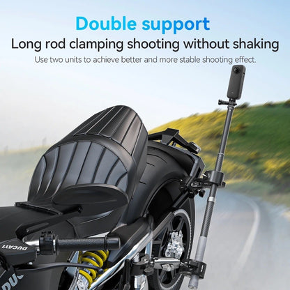 TELESIN Dual-Head Double Crab Handlebar Stick Clamp for Action Camera  Bike Motorcycle Pipe Clamp