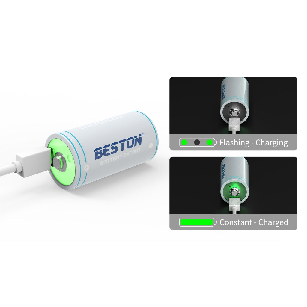Beston C Size Lithium Rechargable Battery Type C 1.5v (2300mAh) CLC-23 with Cable