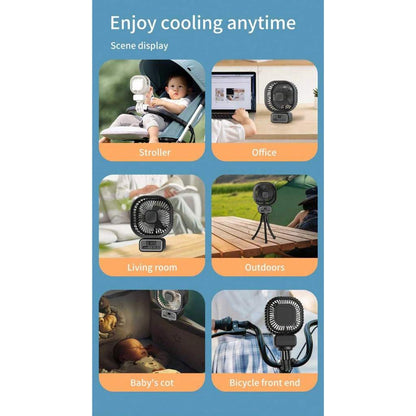 USB Rechargeable Oscillating LED Fan With Detachable Octopus Tripod stroller Fan 5000mAh