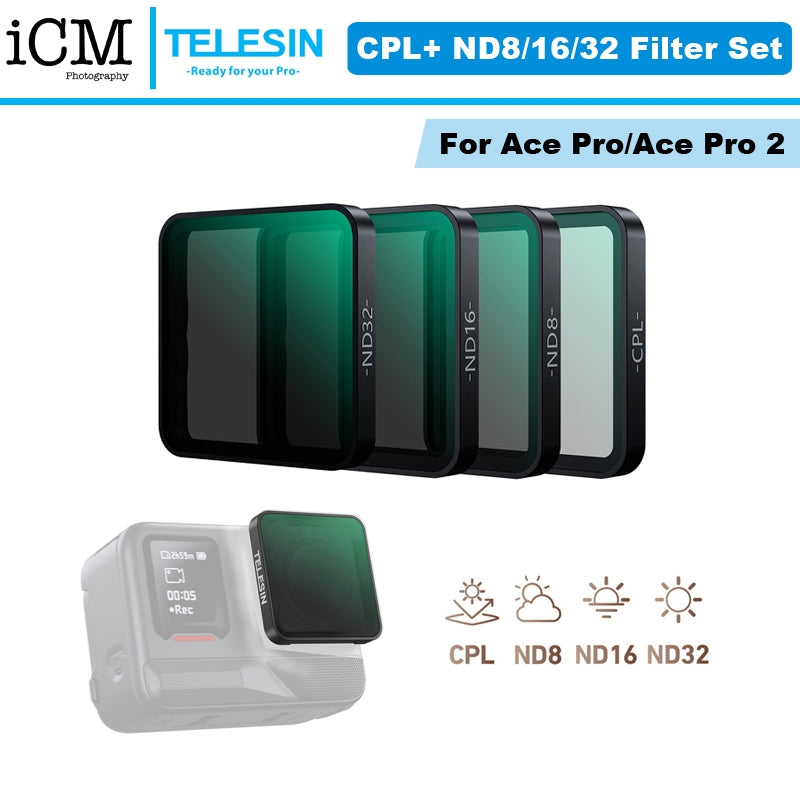 TELESIN CPL ND8 ND16 ND32 Filter Set for Insta360 Ace Pro / Ace Pro 2