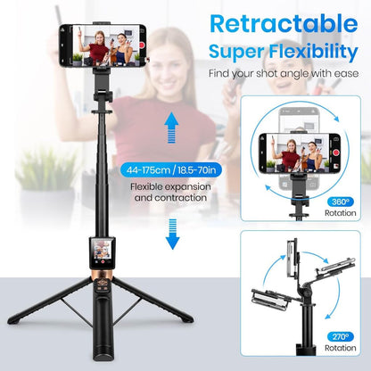 CL07 1.7m Selfie Stick Wireless Screen Monitor HD Screen Projector Tripod