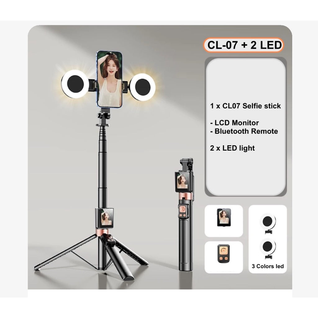 CL07 1.7m Selfie Stick Wireless Screen Monitor HD Screen Projector Tripod