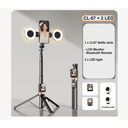 CL07 1.7m Selfie Stick Wireless Screen Monitor HD Screen Projector Tripod