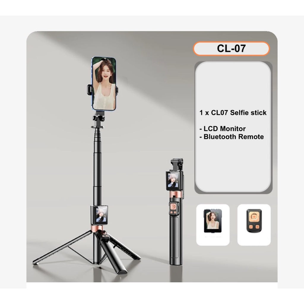 CL07 1.7m Selfie Stick Wireless Screen Monitor HD Screen Projector Tripod