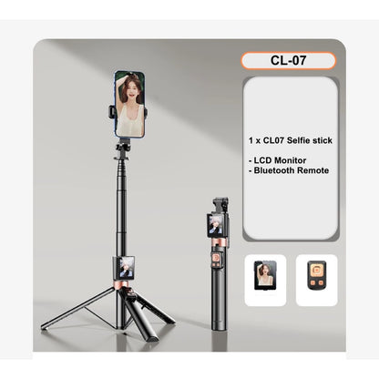 CL07 1.7m Selfie Stick Wireless Screen Monitor HD Screen Projector Tripod