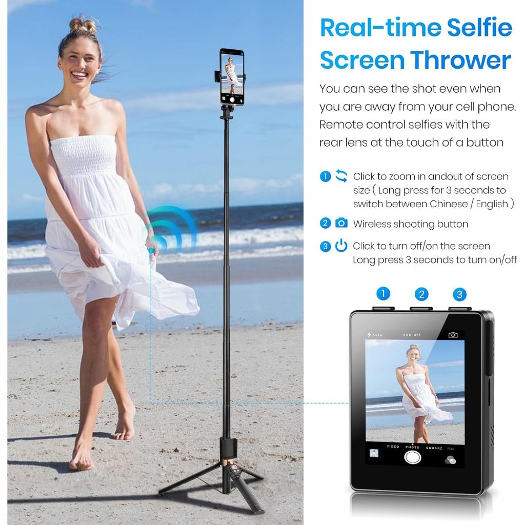 CL07 1.7m Selfie Stick Wireless Screen Monitor HD Screen Projector Tripod