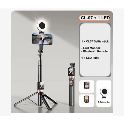 CL07 1.7m Selfie Stick Wireless Screen Monitor HD Screen Projector Tripod
