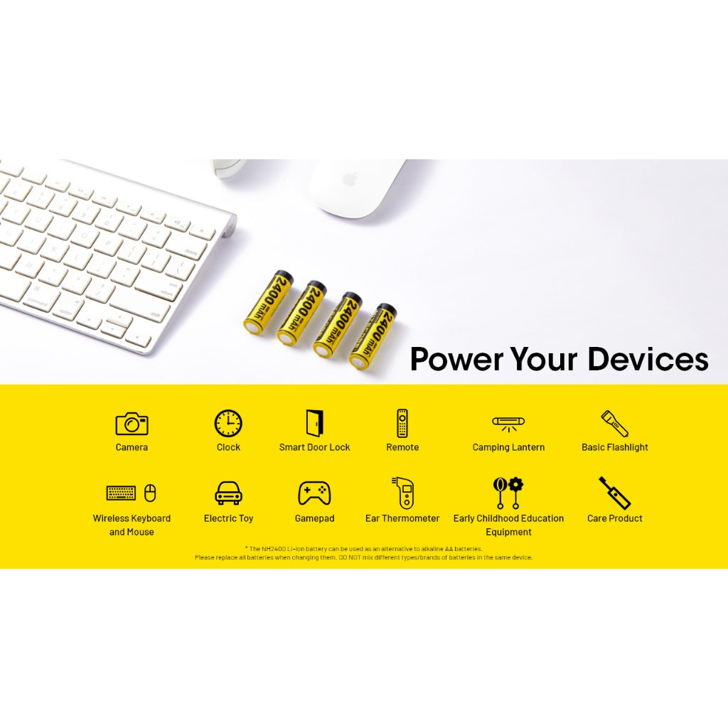 Nitecore NH2400 Rechargeable AA li-ion Battery USB-C 2400mAh