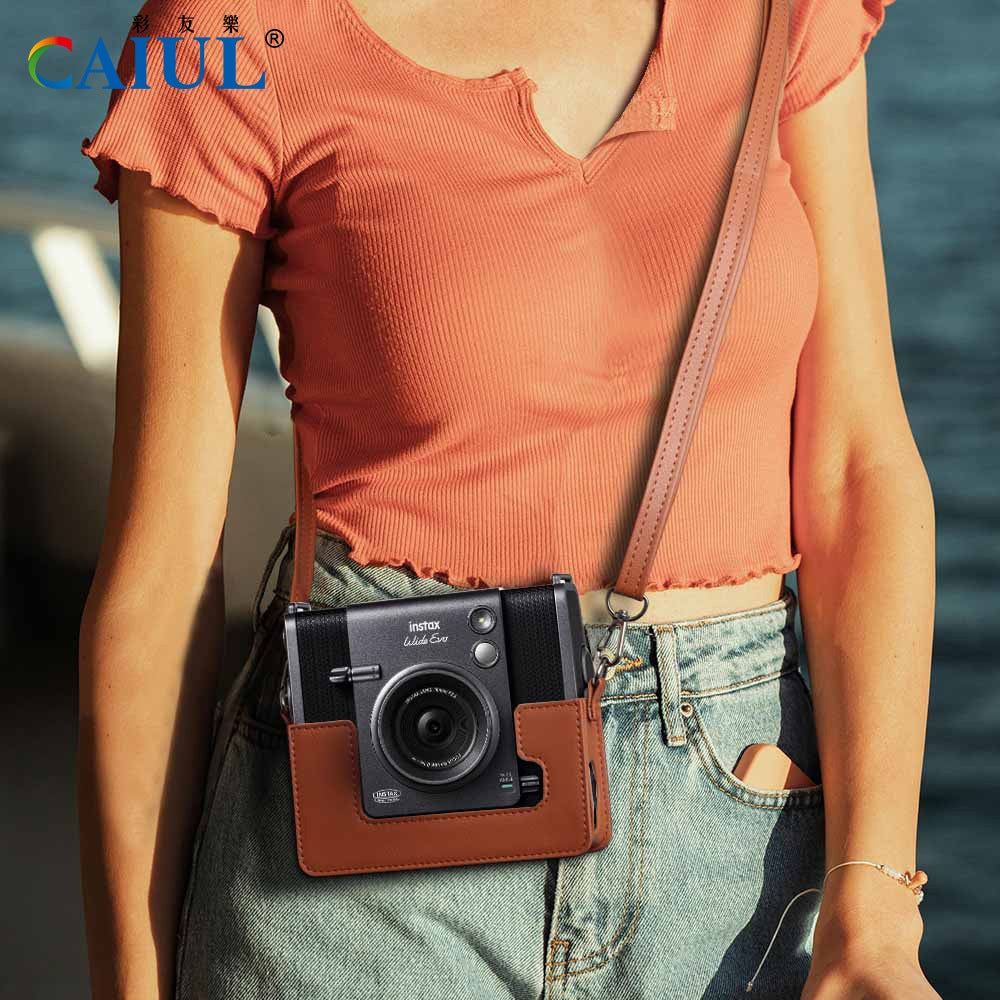 instax WIDE Evo Camera Bag with Shoulder Strap PU Leather Cover Protective Camera Case