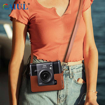 instax WIDE Evo Camera Bag with Shoulder Strap PU Leather Cover Protective Camera Case