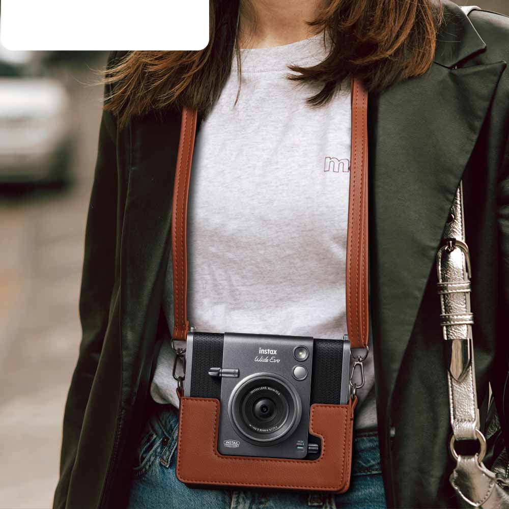 instax WIDE Evo Camera Bag with Shoulder Strap PU Leather Cover Protective Camera Case