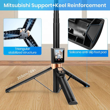 CL07 1.7m Selfie Stick Wireless Screen Monitor HD Screen Projector Tripod