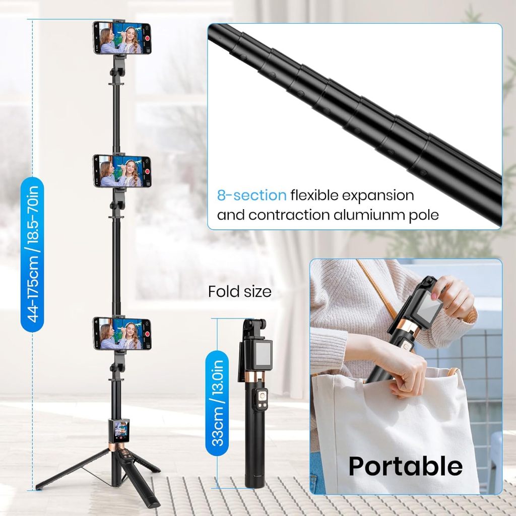 CL07 1.7m Selfie Stick Wireless Screen Monitor HD Screen Projector Tripod