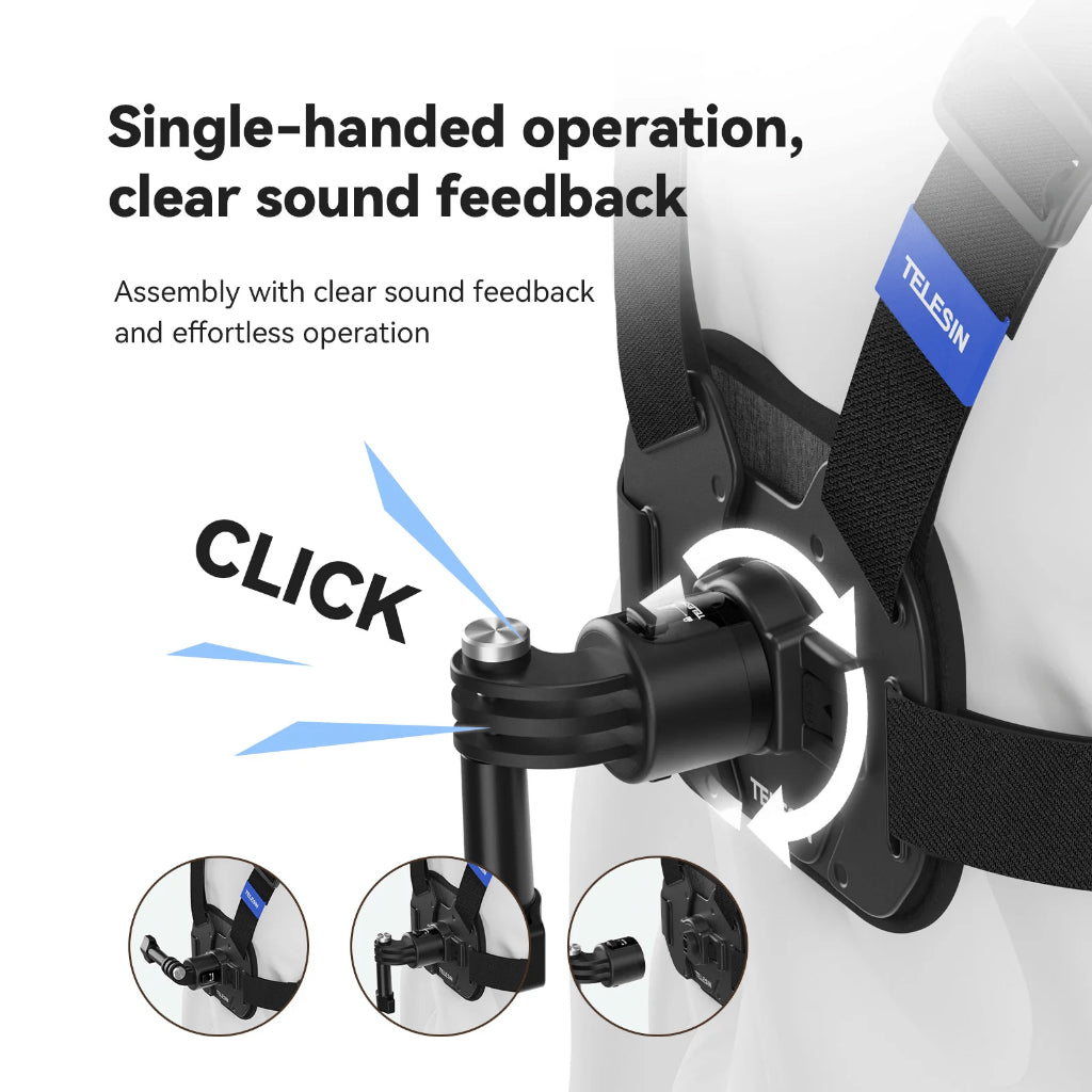 TELESIN Quick Release Chest Mount Strap for GoPro Hero Insta360 DJI OSMO Action Camera