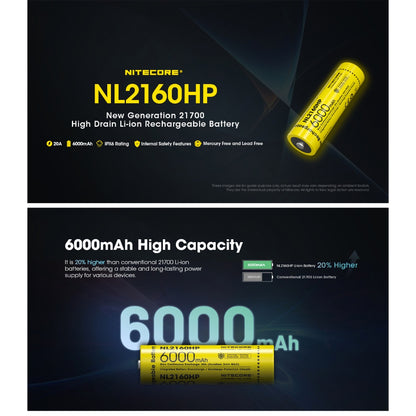 Nitecore NL2160HP 21700 Li-ion High Performance Battery 6000mAh