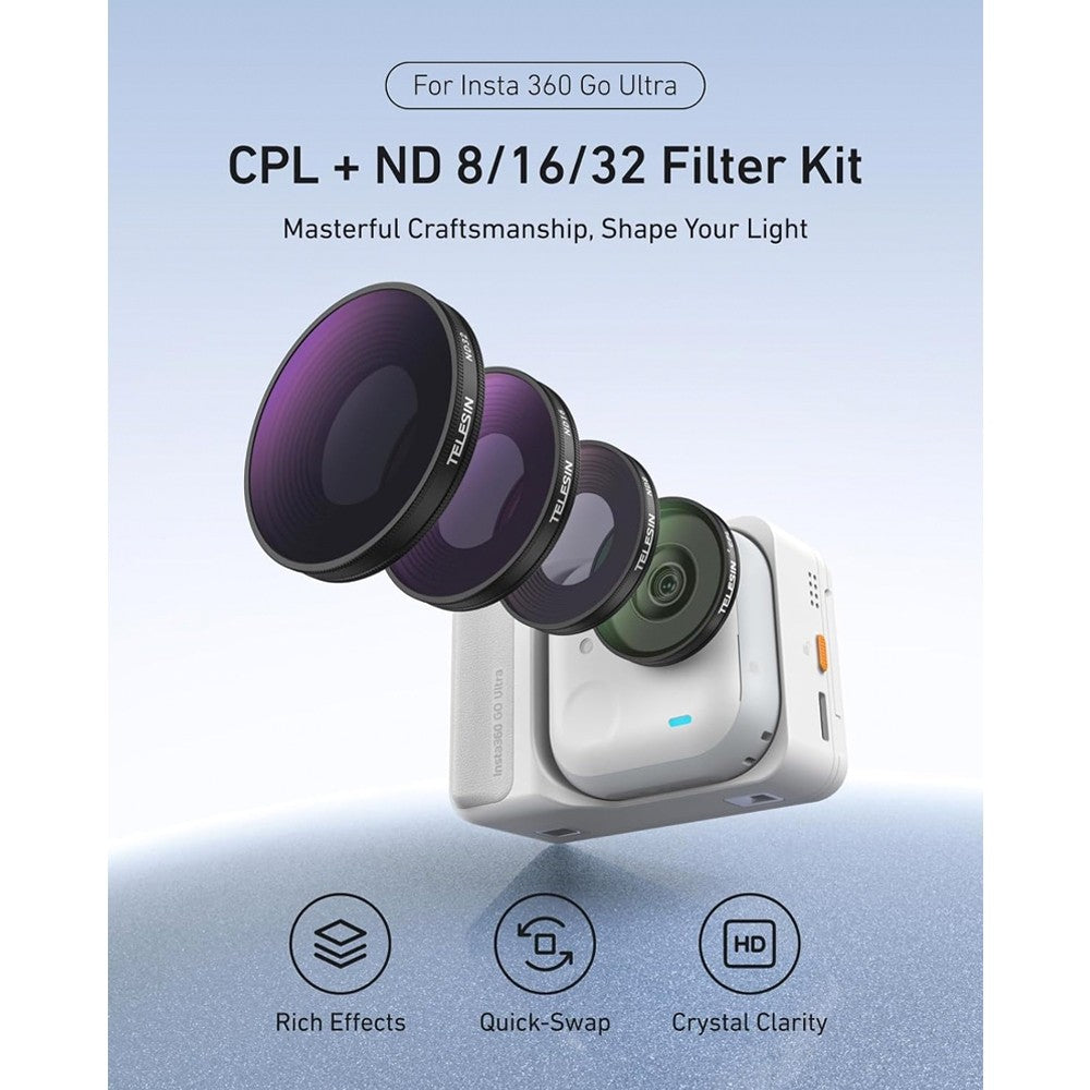 TELESIN Insta360 GO Ultra CPL ND (ND8/16/32) Filter Kit Set