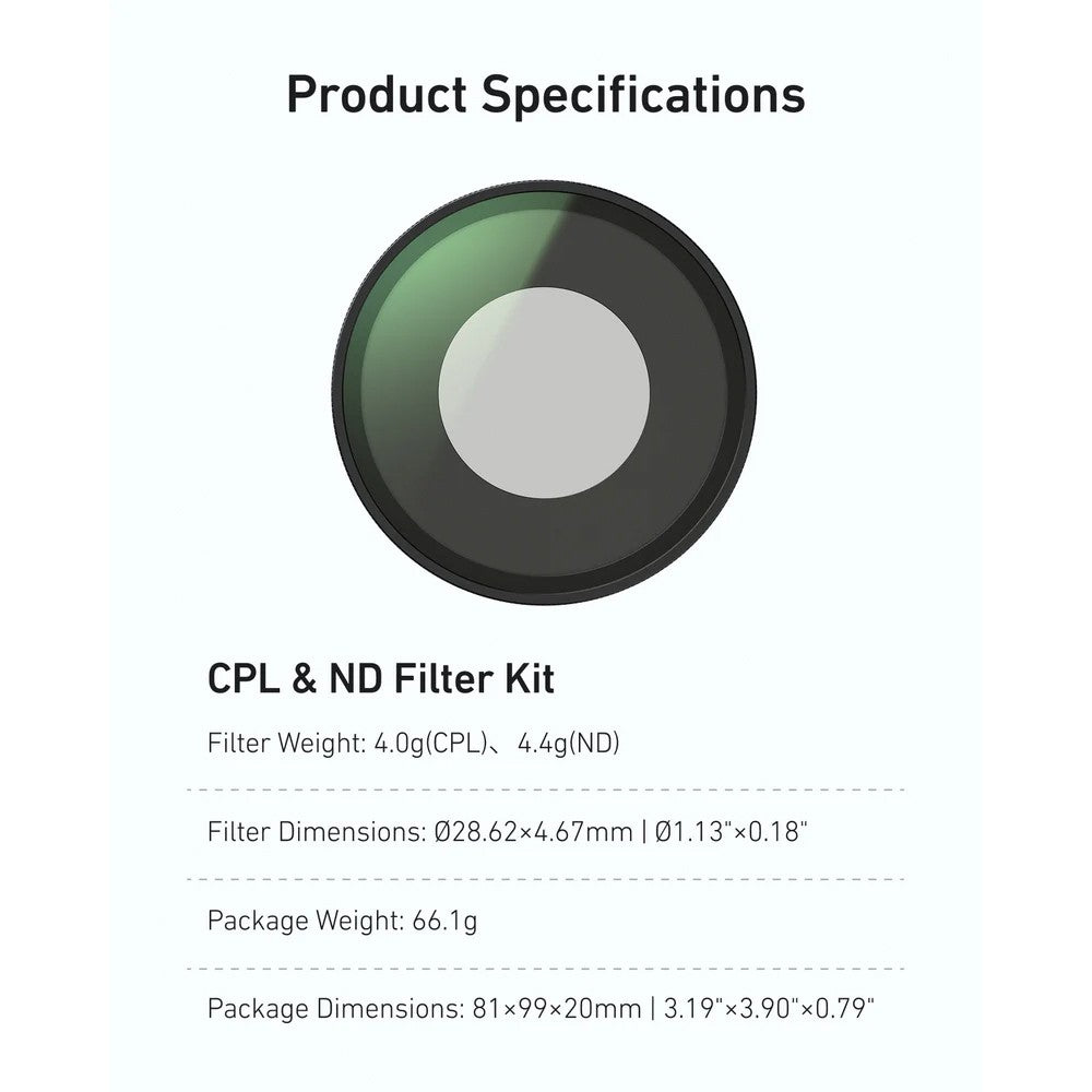 TELESIN Insta360 GO Ultra CPL ND (ND8/16/32) Filter Kit Set