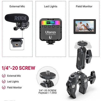 ULANZI R094 Multi-Functional Super Clamp Magic Arm Bicycle Bike Handle Bar Mount