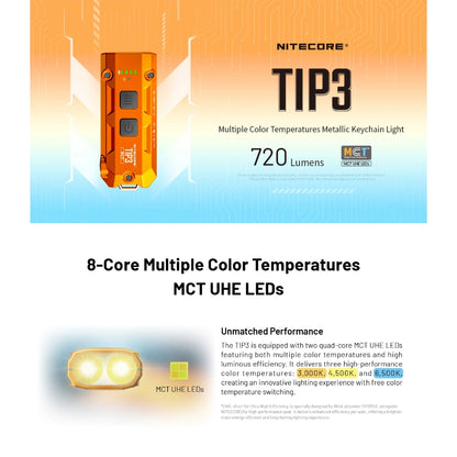 Nitecore TIP3 720 Lumen USB-C Rechargeable Keychain Torch Flashlight