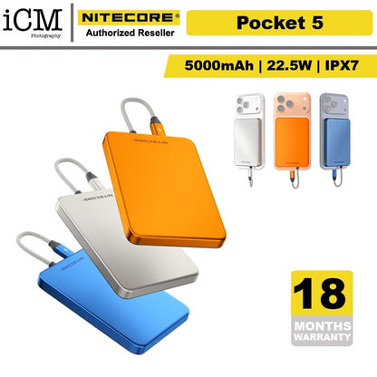 Nitecore POCKET 5 5000mAh Magnetic Power Bank with Built-In Cable