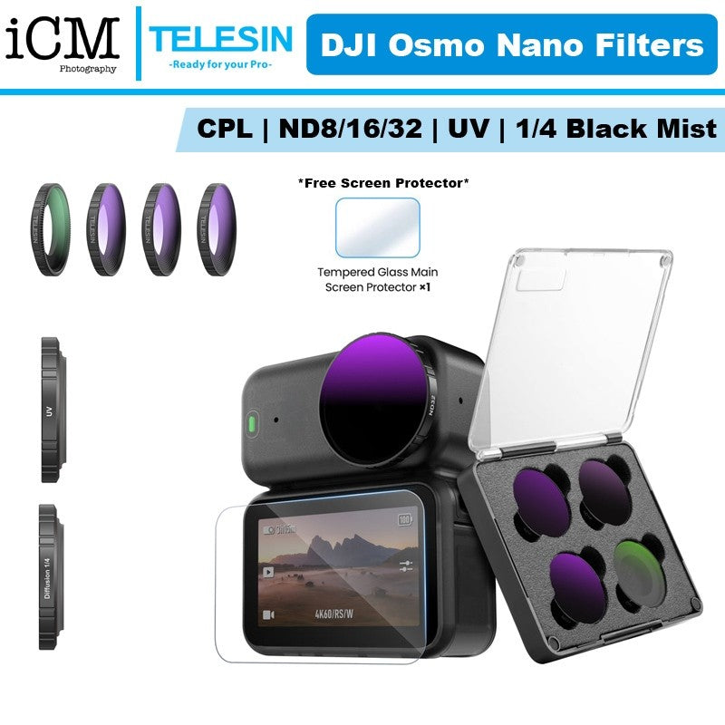 TELESIN DJI Osmo Nano ND CPL 4-Filter Kit UV Black Mist