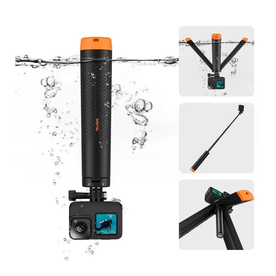 TELESIN Floating Tripod Selfie Stick Floaty bobber For DJI Insta360 GoPro Action Camera