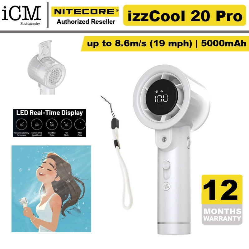NITECORE izzcool 20 Pro Rechargeable Handheld Fan Air Conditioner Mist Cooler