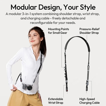 Ulanzi YF01 Y-Flex Strap with Quick Release Buckle 3-in-1 Camera Phone Strap with Charging Cable