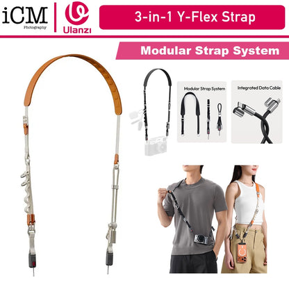 Ulanzi YF01 Y-Flex Strap with Quick Release Buckle 3-in-1 Camera Phone Strap with Charging Cable